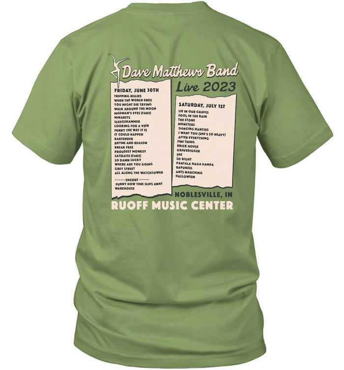 Dave Matthews Band Noblesville 2023 Setlist Shirt