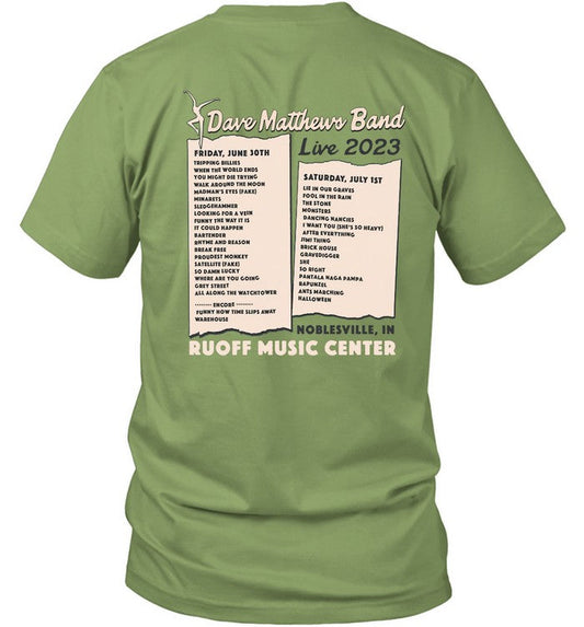 Dave Matthews Band Noblesville 2023 Setlist Shirt