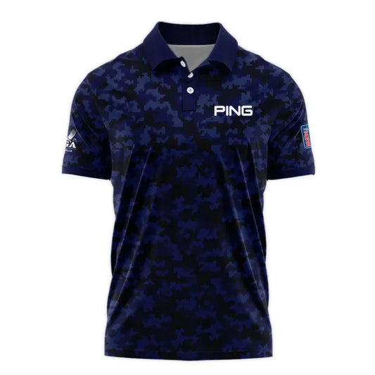 Golf 2024 PGA Championship Ping Polo Shirt Blue Camouflage Pattern Sport All Over Print Polo Shirt F