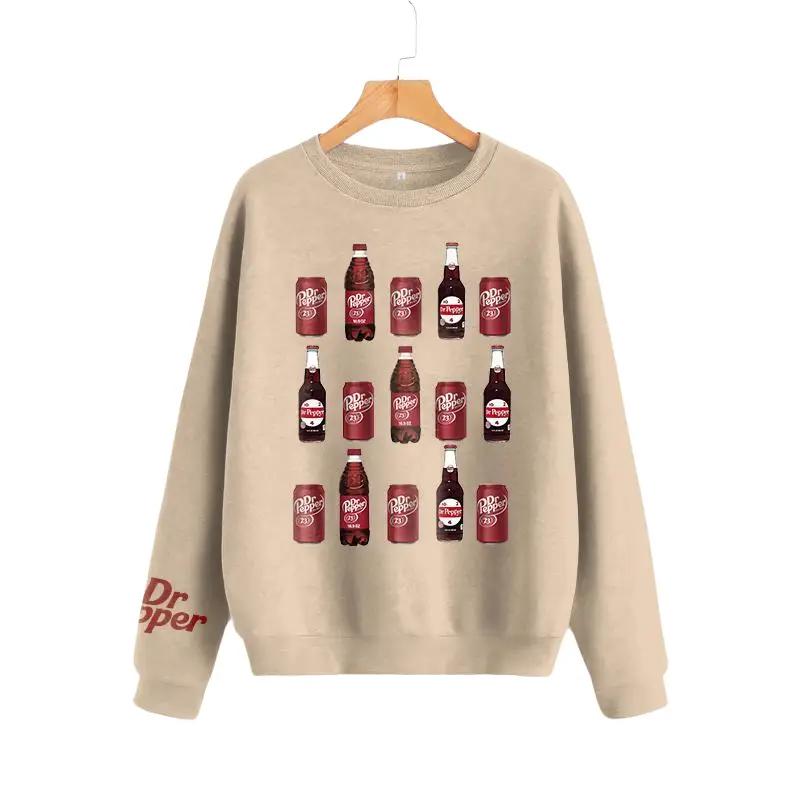 Retro Soda Can Crewneck Sweatshirt, Vintage Dr Pepper Can Sweatshirt Fabric Sweaters