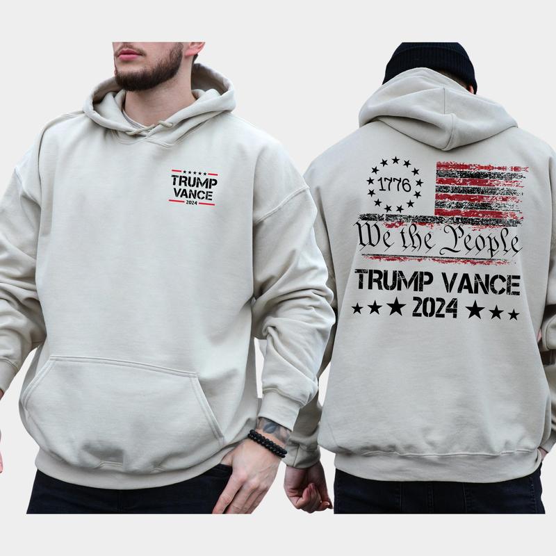 We The People Trump Vance 2024 2-Side Hoodie, Trump 2024 Hoodie, MAGA Hoodie, 1776 Vance Shirt, Casual Menswear
