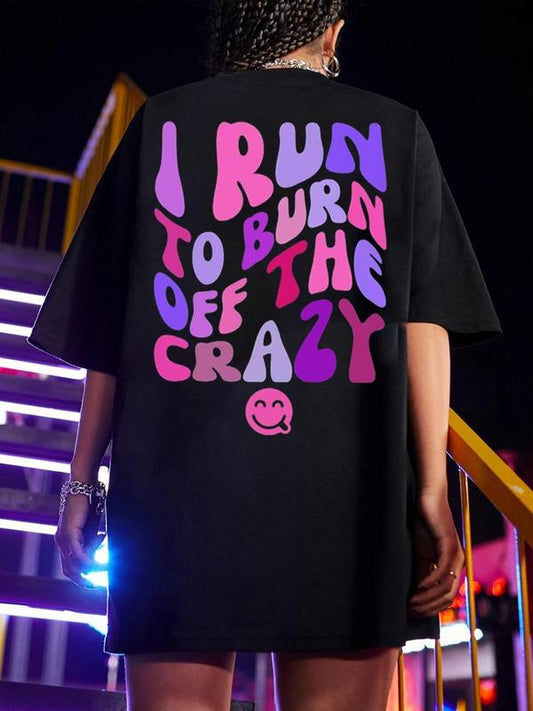 Women's Letter & Cartoon Expression Print Drop Shoulder GraphicÃ‚Â Tee,Ã‚Â Summer Clothes Women, Casual Fashion Round Neck Half Sleeve T-shirt For Summer, W
