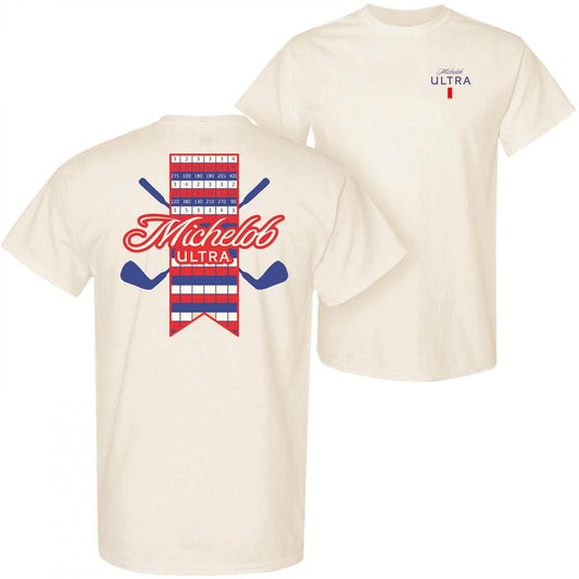 Michelob Ultra Golf Scorecard White Colorway Front Back Print T-Shirt - His and Hers Fashion - Every Color Available - Extensive Size Options - Trendy