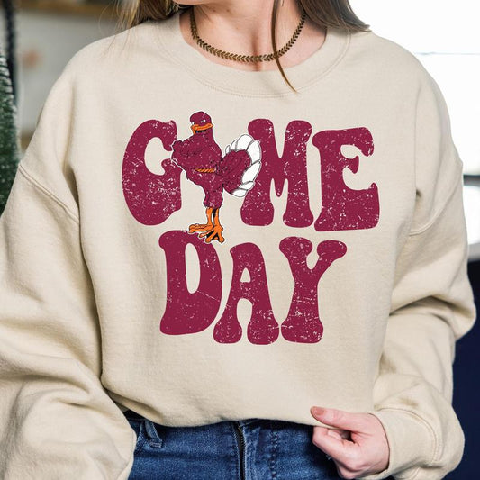 Virginia Tech Hokies Vintage NCAA Sweatshirt, University College Game Day Shirt, Classic Sport Gift for Fans, Women, Cotton Comfort Collection