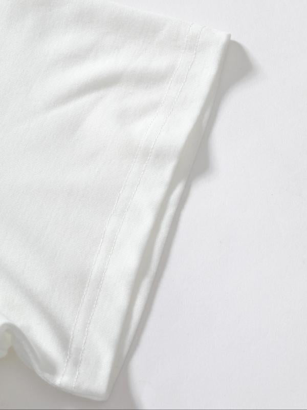 Women's Rose & Letter Print Round Neck Tee, Vintage Trendy Casual GraphicÂ Short Sleeve T-shirt For Daily Wear, Ladies Summer Outfit Valentine's Day, g