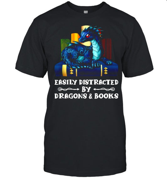 Easily Distracted By Dragons and Books shirt_1