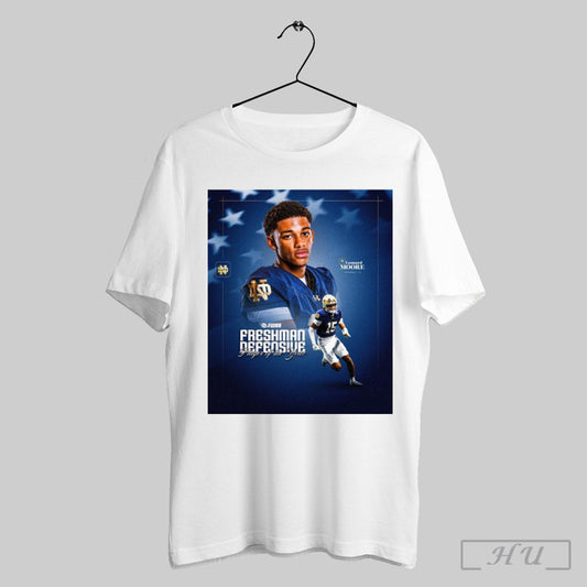Poster Leonard Moore Cornerback Notre Dame Fighting Irish Freshman Defensive Player Of The Year T Shirt