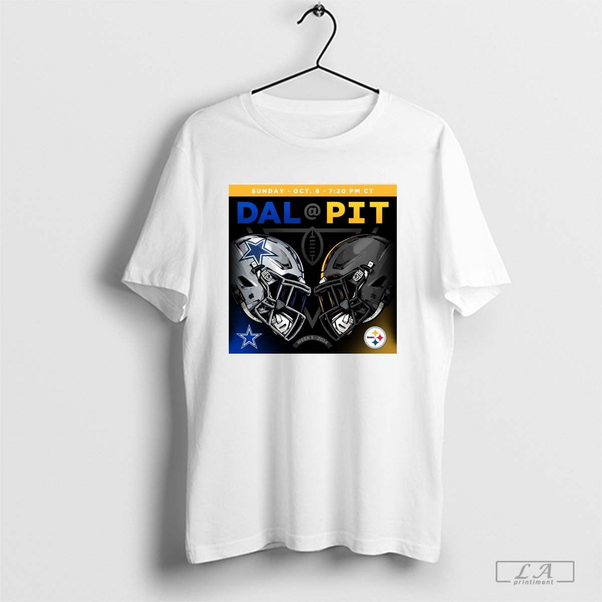 Poster Dallas Cowboys At Pittsburgh Steelers Helmet Sunday October 6, 2024 T-shirt