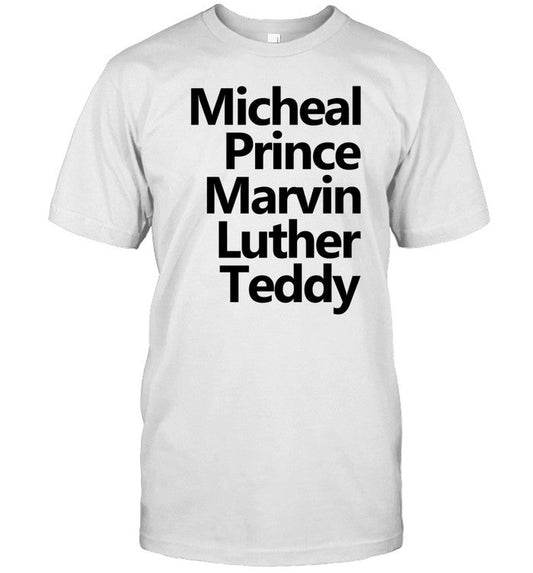 King Gillie Wearing Michael Prince Marvin Luther Teddy Shirt