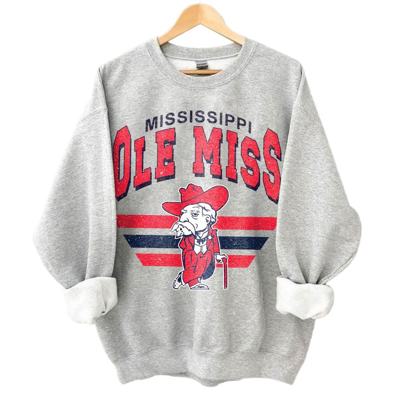 Ole Miss Rebels Vintage NCAA Sweatshirt, Unisex Rebels Football Shirt, Classic Sport Hoodie for Football Fans, Cotton T-Shirt, Hoodie Sweatshirt