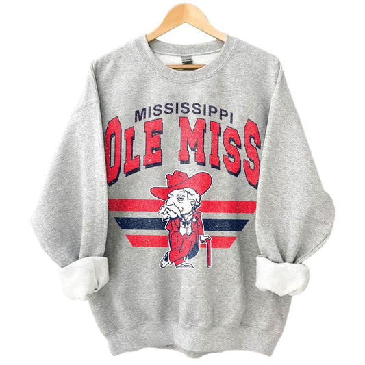 Ole Miss Rebels Vintage NCAA Sweatshirt, Unisex Rebels Football Shirt, Classic Sport Hoodie for Football Fans, Cotton T-Shirt, Hoodie Sweatshirt
