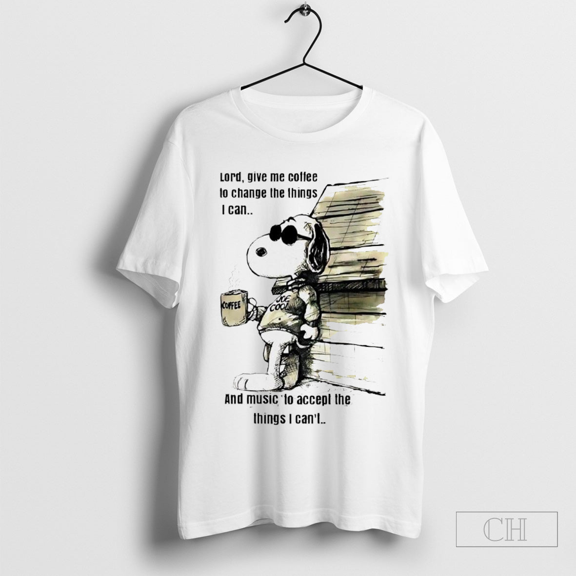 Snoopy lord give me coffee to change the things I can and music to accept the things I canÃ¢â‚¬â„¢t shirt