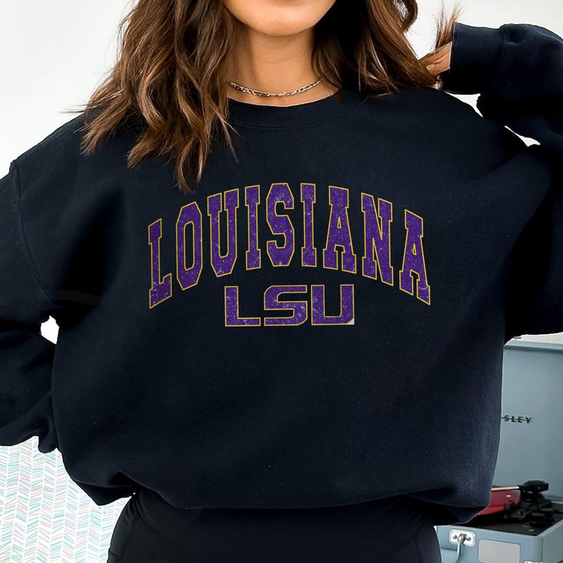 LSU Tigers Vintage Football NCAA Trendy Sweatshirt, Louisiana State University Unisex Football NCAA Shirt, Gift For Men, Gift For Girls, Crewneck, Cotton, Sweaters, Pullover