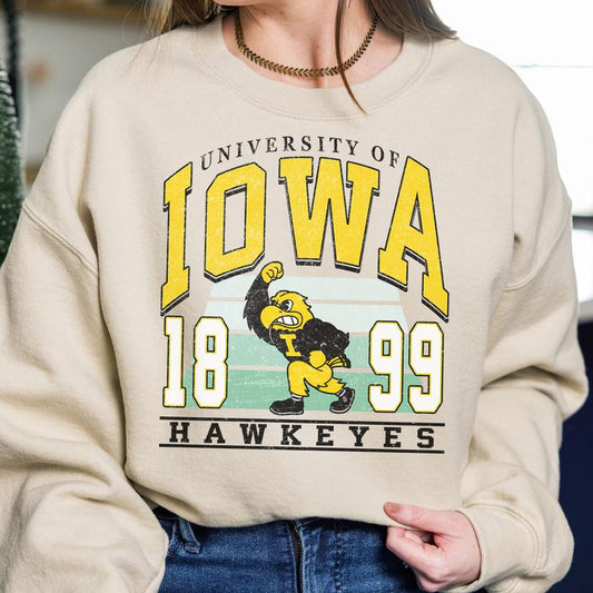 Iowa Hawkeyes Vintage College NCAA Sweatshirt, Vintage Football Sweatshirt NCAA, Classic Sport Sweatshirt, Gifts For Football Fan Sport