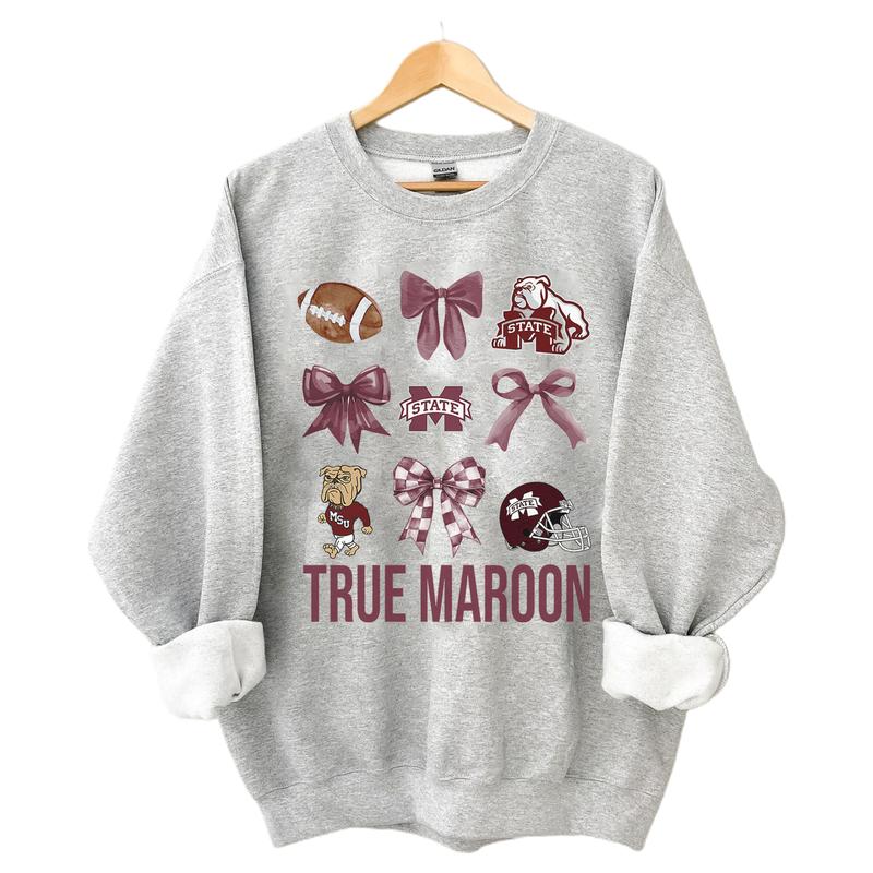 Mississippi State Bulldogs Football Coquette Sweatshirt, Vintage College NCAA Unisex Pullover Sweatshirt, Football NCAA Sweatshirt, Shirt for Fan Football