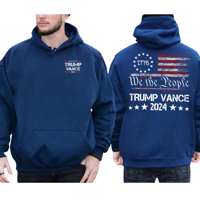 We The People Trump Vance 2024 2-Side Hoodie, Trump 2024 Hoodie, MAGA Hoodie, 1776 Vance Shirt, Casual Menswear