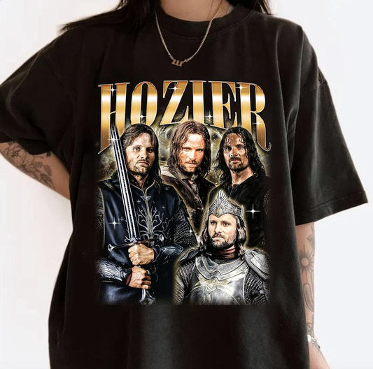 Hozier Aragorn T-shirt,Hozier Aragon Vintage Bootleg Shirt, Hozier Aragorn shirt,LOTR Aragorn Shirt Basic Cotton Top