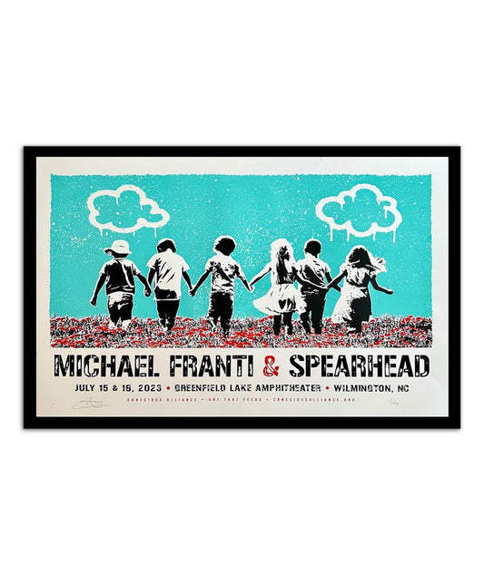 Michael Franti & Spearhead July 15 16, 2023 Greenfield Lake Amphitheater Wilmington, NC Poster