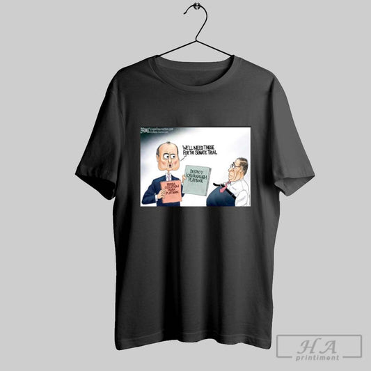 Poster Well Need These For The Senate Trial Destroy Kavanaugh Playbook Russia Collusion Hoax Play Book Caricature T Shirt