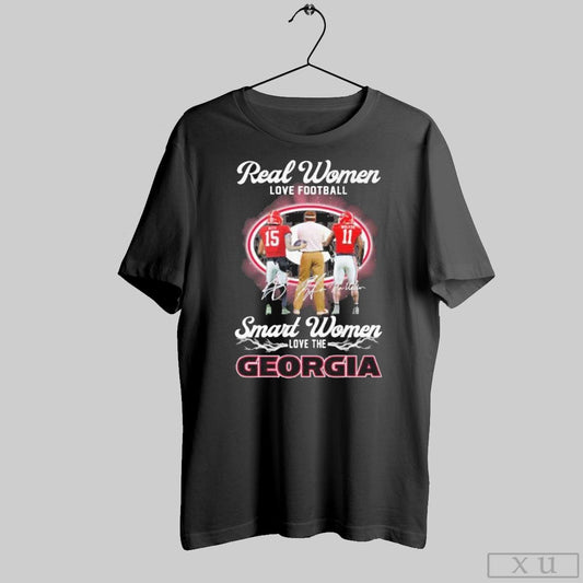 Real Women Love Football Smart Women Love The Uga Bulldogs Beck Walker And Kirby Smart Shirt