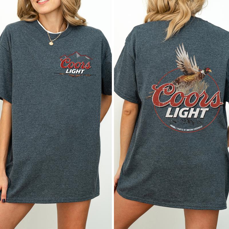 Coors Light Pheasant 2 Sided Shirt, Vintage Pheasant Hunting Graphic Printed Tshirt, Duck Hunt T-shirt, Unisex Hunter Tee, Cotton Casual Womenswear