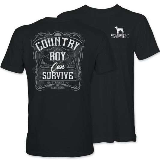 Straight Up Southern Country Boy Can Survive T-Shirt Ã¢â‚¬â€œ Black