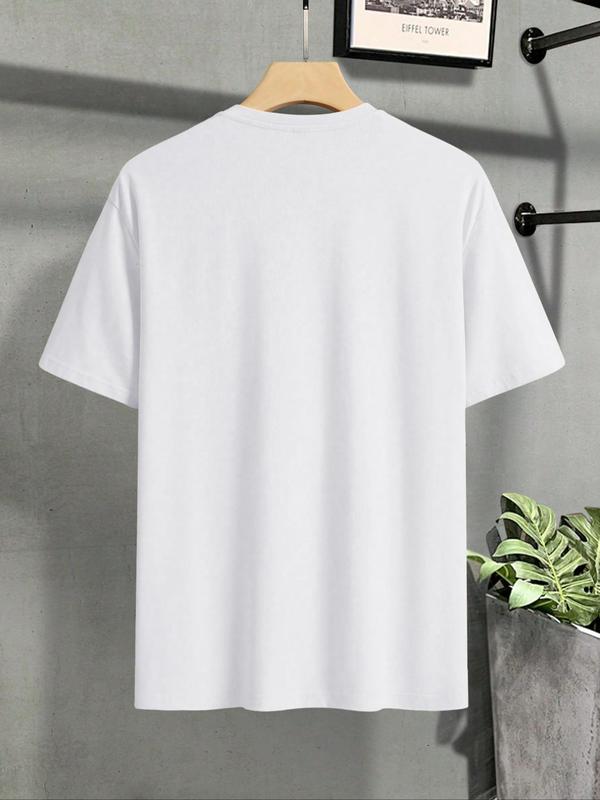 Men's Letter Print Drop Shoulder Tee, Summer Clothes, Regular Fit Casual Soft Comfy Streetwear Round Neck Short Sleeve T-Shirt for Summer, Graphic Tees,Â Men's Top for Daily Wear, Summer Outfits 2024