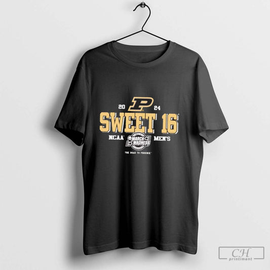 Purdue Boilermakers 2024 NCAA Menâ€™s Basketball Sweet 16 March Madness the road to Phoenix logo shirt
