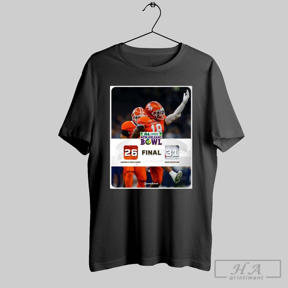 Poster Final Georgia Southern Vs Sam Houston 26 31 Rl Carrier New Orleans Bowl The Champs Of The 2024 T Shirt