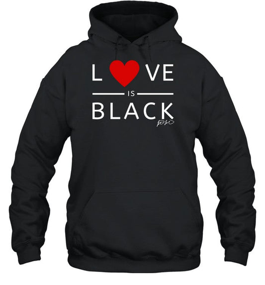 Rashad Mooreman Wearing Love Is Black Hoodie
