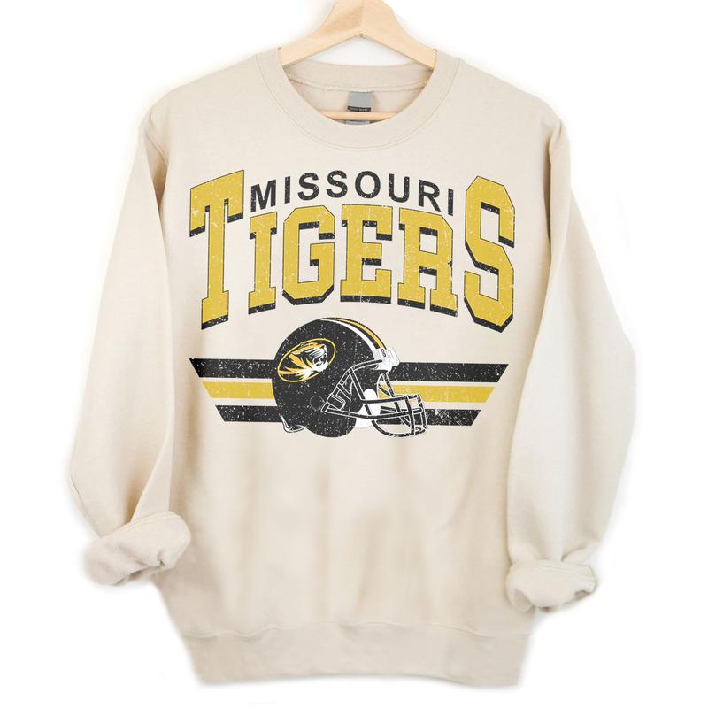 Missouri Tigers Vintage Football NCAA Sweatshirt - Tshirt - Hoodie, University of Missouri Unisex Football NCAA Shirt, Unisex Vintage NCAA Shirt, Classic Football Shirt, Gifts For Football Fan Sport, Cotton, Sweatshirt, Casual Clothes