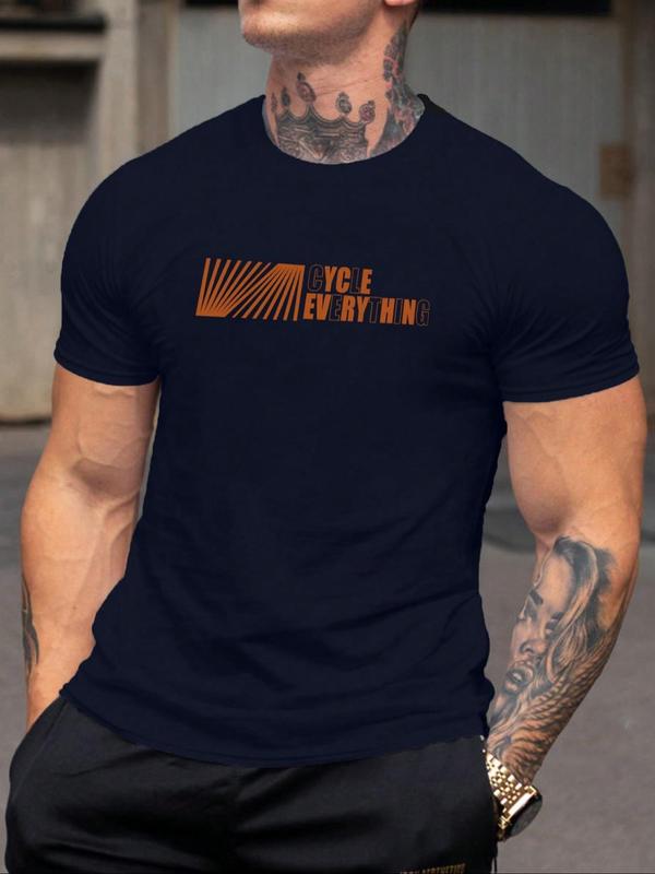 Men's Letter Print Round Neck Tee, Summer Clothes, Regular Fit Casual Short Sleeve Crew Neck T-shirt for Summer, Graphic Tees, Men's T Shirts, Summer Clothing, Fashion Men's Top for Daily Wear