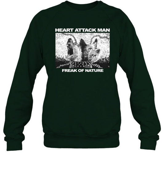 Heart Attack Man Freak Of Nature Two Headed Dog Crewneck Sweatshirt