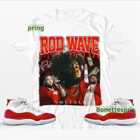 Rod Wave Nostalgia Unisex Shirt To Match11 Varsity Red Tee, Aj 11 Retro Cherry T-Shirt, , H2410