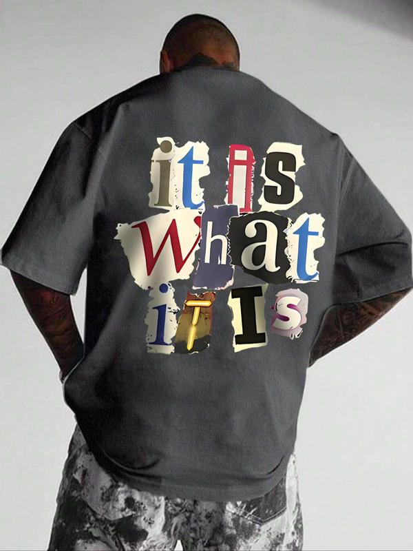 Men's Letter Print Round Neck Tee, Regular FitÂ Casual Short Sleeve T-shirt, Graphic Tees,Â Streetwear, Summer Clothes,Â Men Summer Top