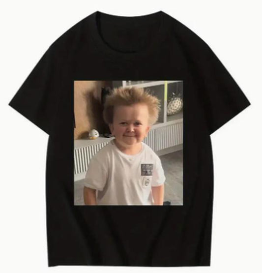 Hasbulla Meme Graphic T-shirt, Boy Cute Meme T-shirt, 100% Cotton, Crew Neck, Slight Stretch, Breathable & Wear-Resistant, All-Season Short Sleeve Tee