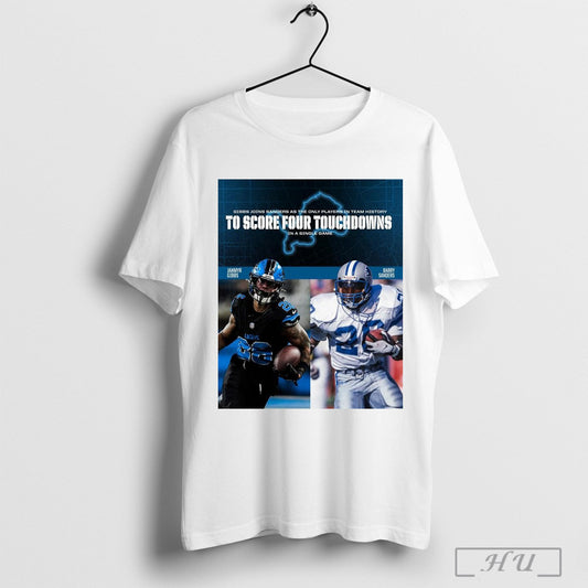 Poster Detroit Lions Gibbs Joins Sanders As The Only Players In Team History To Score Four Touchdowns In A Single Game T Shirt