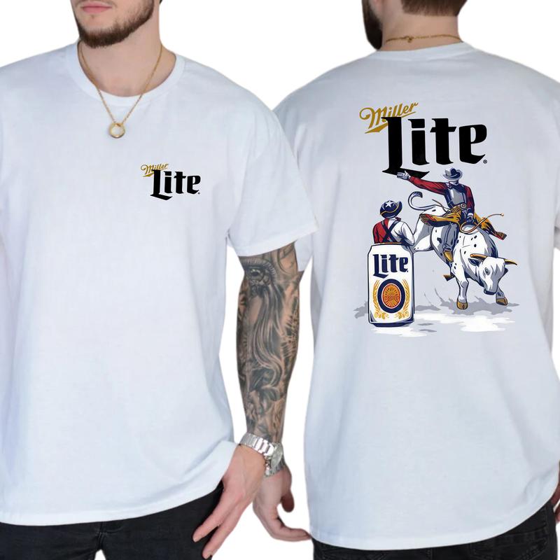 Mens Milller Litee Beer Rodeo T-shirt  Fashion For Every Tshirt, Gift For Men, Love, Athletic, Casual Menswear, Classic Cotton Top, Soft Fabric Shortsleeve Shirt