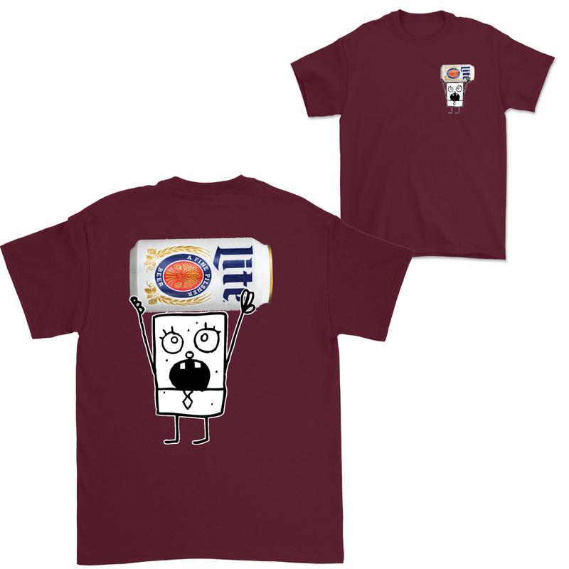 Doodlebob Miler Lite Essential 2 Sided T-Shirt, Funny Drinking T-Shirt, Miler Lite T-Shirt ,For Men - For Women