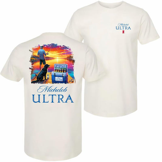 Michelob Ultra Fishing T-shirt - 2 Side - Shared Styles - Gym To Street Wear - Color Spectrum Choice - Sizes For Everyone - From Casual To Formal