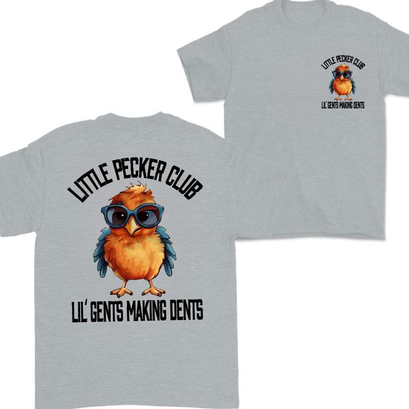 Little Pecker Club Vintage Tee, Men's T-shirt,Unisex , with Funny Bird & Making Dents Design