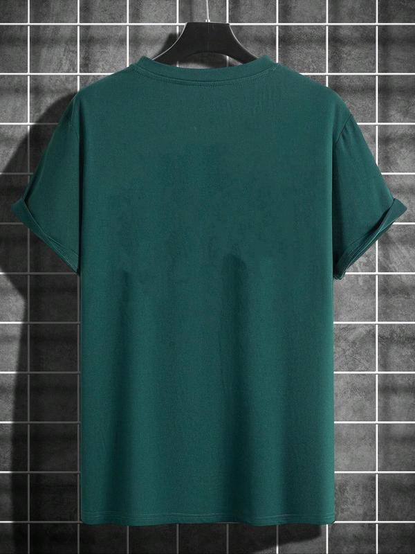 Men's Letter Print Round Neck Tee, Regular Fit Street Fashion Casual Soft Comfy Short Sleeve T-shirt for Daily Outdoor Wear, Graphic Tees, Men's Streetwear Clothes for Summer, Graphic Tees for Men, Summer Clothes