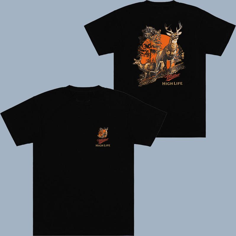 Miller High Life Deer T-shirt - 2 Side - Mix And Match - Pick Your Look - S To 3xl Sizes - Pick Your Shade - Versatile Unisex Wear
