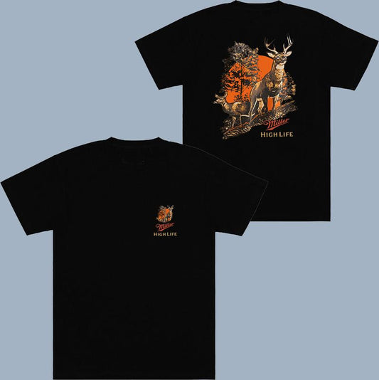 Miller High Life Deer T-shirt - 2 Side - Mix And Match - Pick Your Look - S To 3xl Sizes - Pick Your Shade - Versatile Unisex Wear