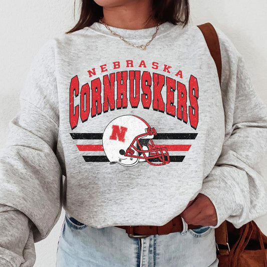 Nebraska Cornhuskers Vintage NCAA Football Sweatshirt, University Sport Hoodie, Classic Sport Shirt, Gift for Fans, Cotton, Vintage Style Clothing