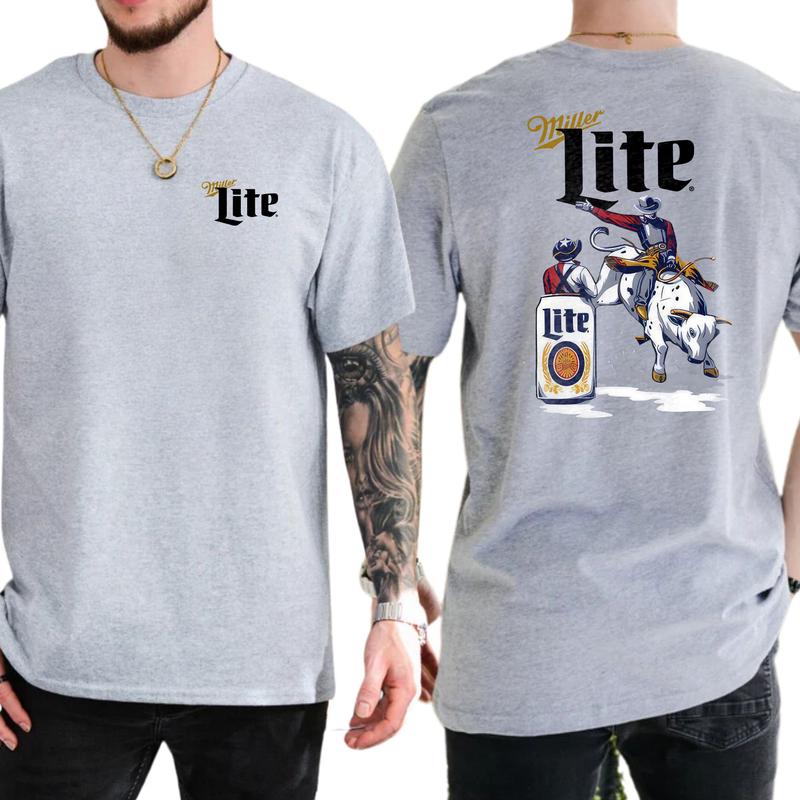 Mens Milller Litee Beer Rodeo T-shirt  Fashion For Every Tshirt, Gift For Men, Love, Athletic, Casual Menswear, Classic Cotton Top, Soft Fabric Shortsleeve Shirt