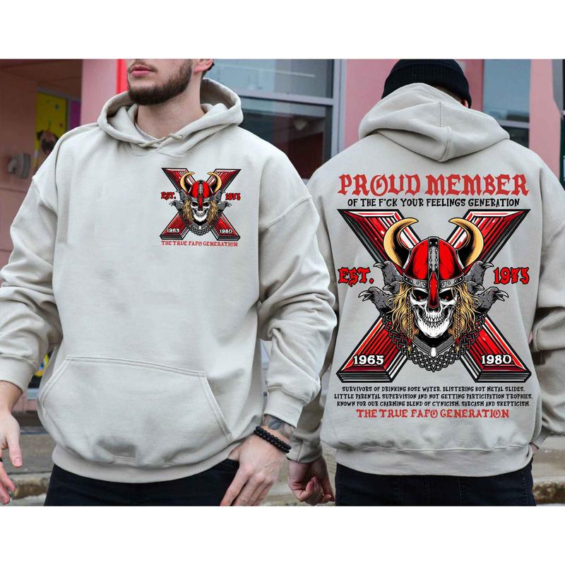 Custom Est.1973 Generation X 2 Side Shirt, Skull GenX 1965-1980 Hoodies, Vintage FAFO GenX Shirt Classic Cotton Fashion