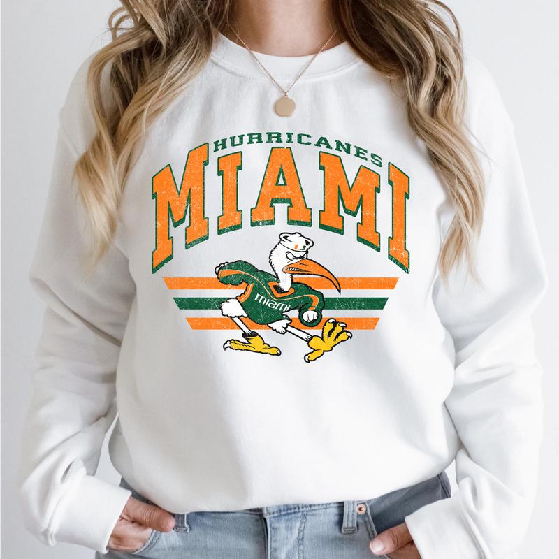 32. Miami Hurricanes Vintage NCAA Sweatshirt, Classic Football Apparel Gift, Sports Fan Gear for Enthusiasts