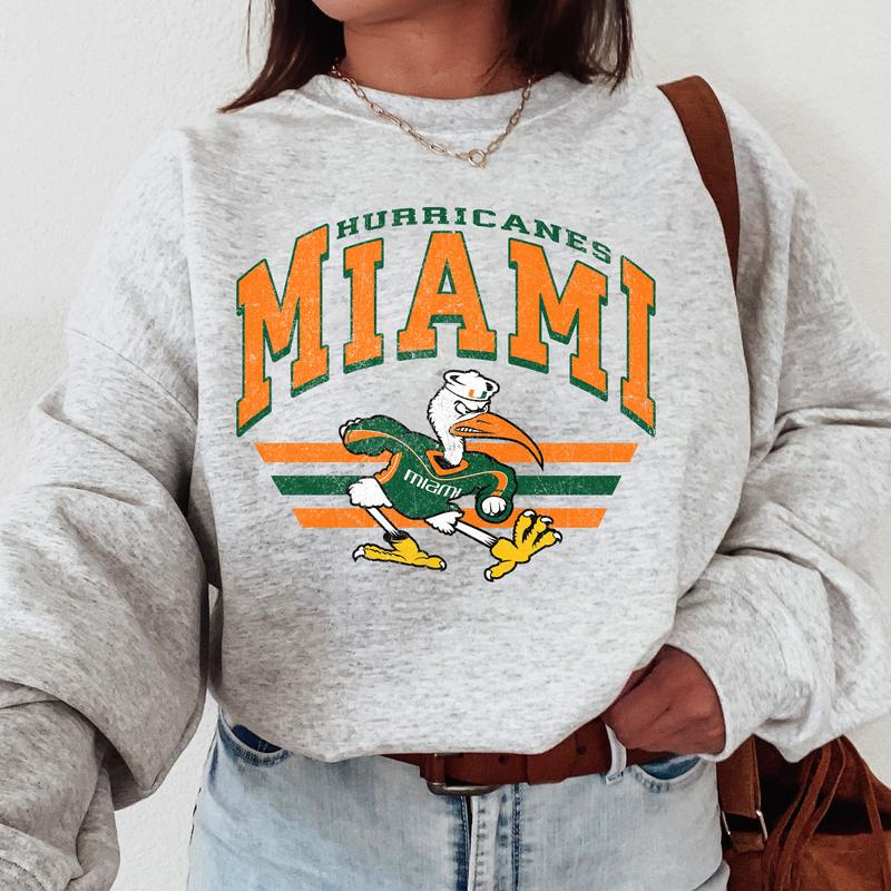 32. Miami Hurricanes Vintage NCAA Sweatshirt, Classic Football Apparel Gift, Sports Fan Gear for Enthusiasts