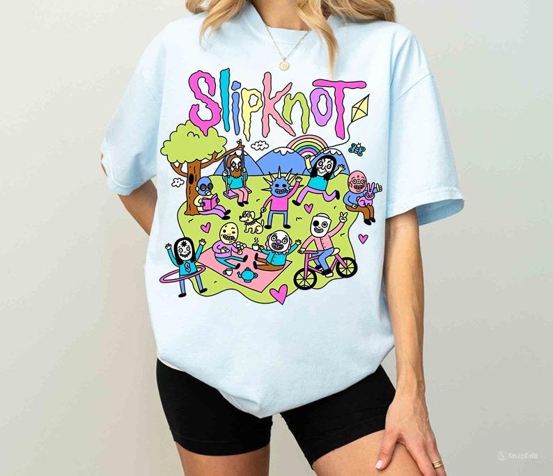 Slipknot Happy Times Playing Together T-shirt - Metal Band Shirt Cotton Graphic Tee Gift Casual Fabric